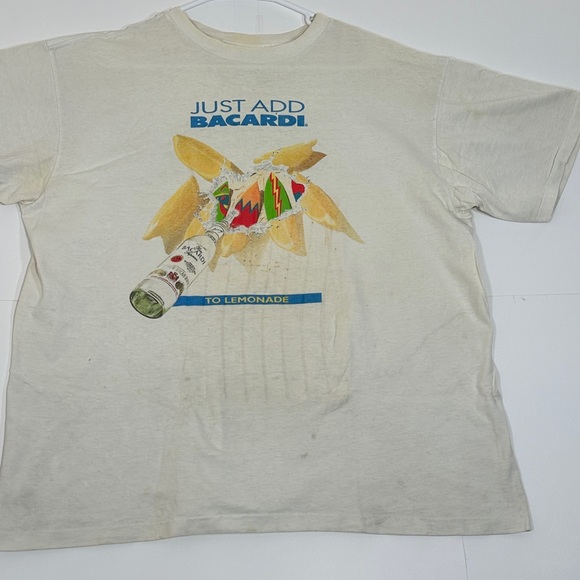 Vintage Just Add Bacardi T-Shirt Men Size XL White Make Waves Promo Shirt 1990s - Picture 2 of 13